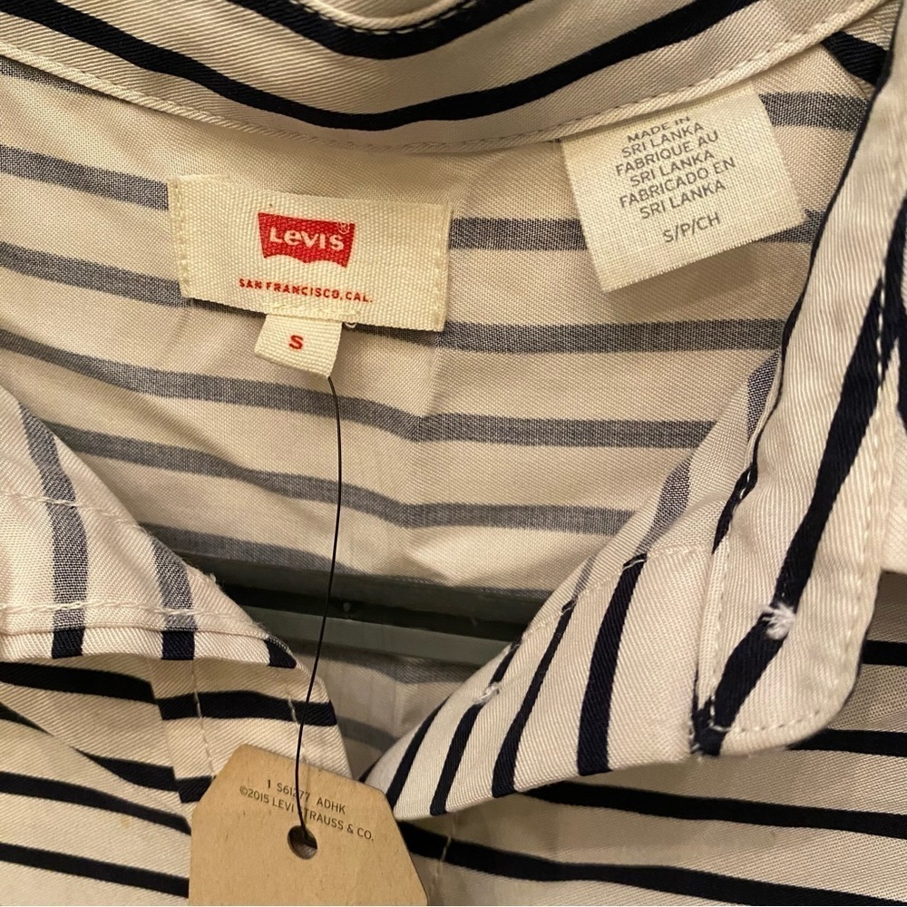 NWT~LEVI’S Women Black White Stripe Loose Fit Long Sleeve Dress Size Small - Picture 6 of 10